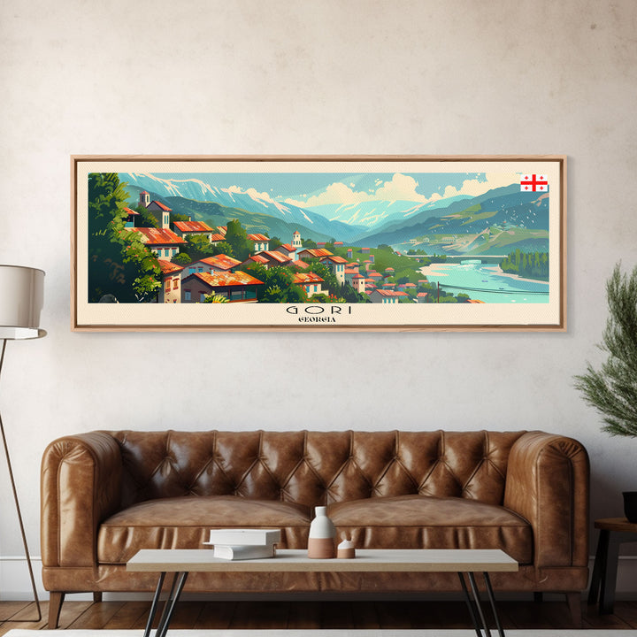 Gori Georgia Travel Print Wall Art, Panoramic City Art, Travel Art, Wall Decor, Vacation Gift, Framed Canvas Print Or Metal Art