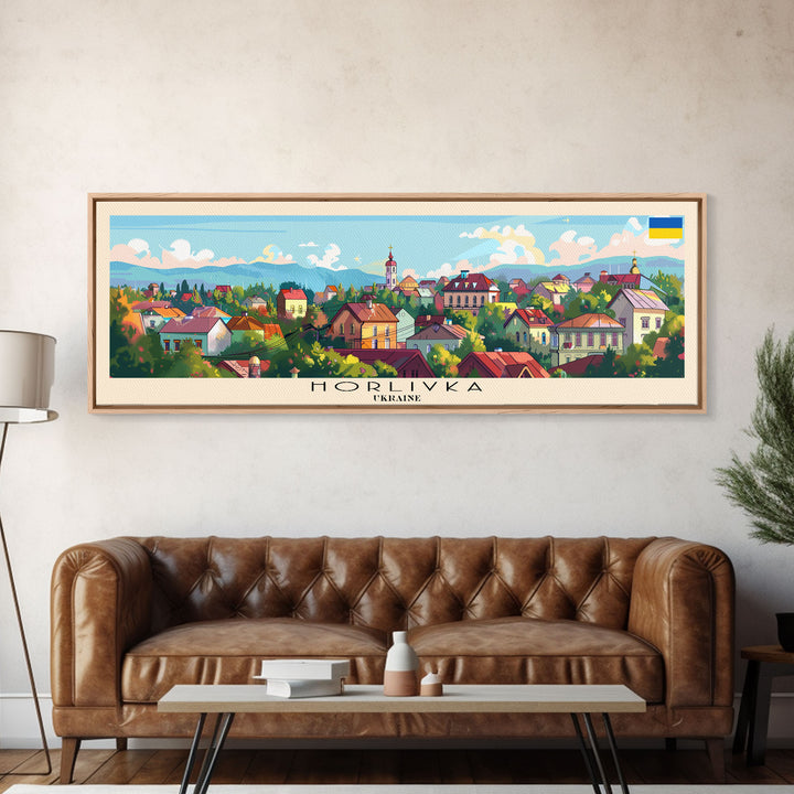 Horlivka Ukraine Wall Art, Panoramic Travel Poster, Panoramic Framed Canvas Print, City Wall Art, Wall Hanging Home Decor, Travel Art