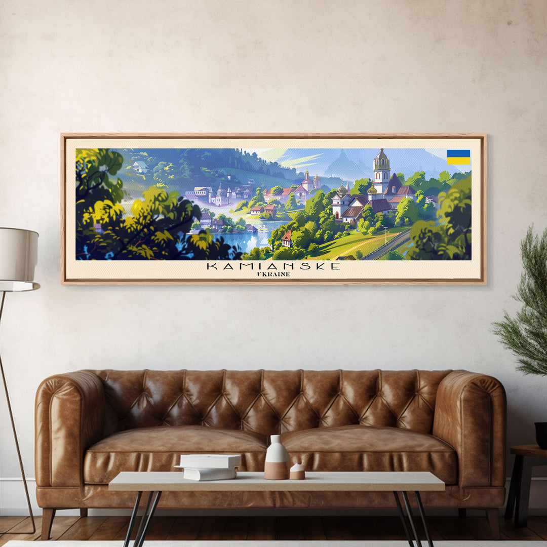 Kamianske Ukraine Wall Art, Panoramic Travel Poster, Panoramic Framed Canvas Print, City Wall Art, Wall Hanging Home Decor, Travel Art