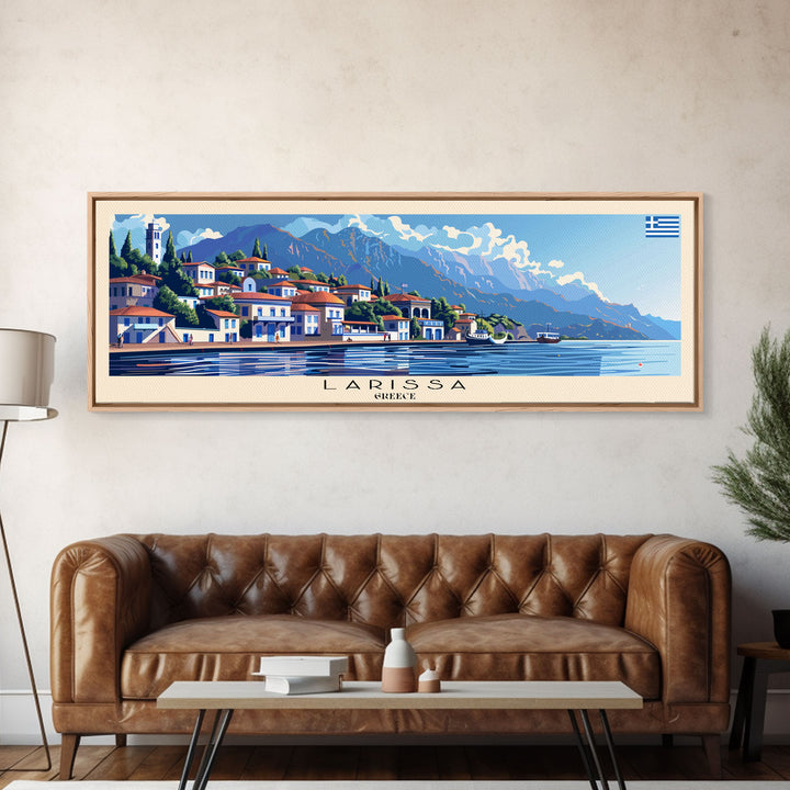 Larissa Greece Travel Print Wall Art, Panoramic City Art, Travel Art, Wall Decor, Vacation Gift, Framed Canvas Print Or Metal Art