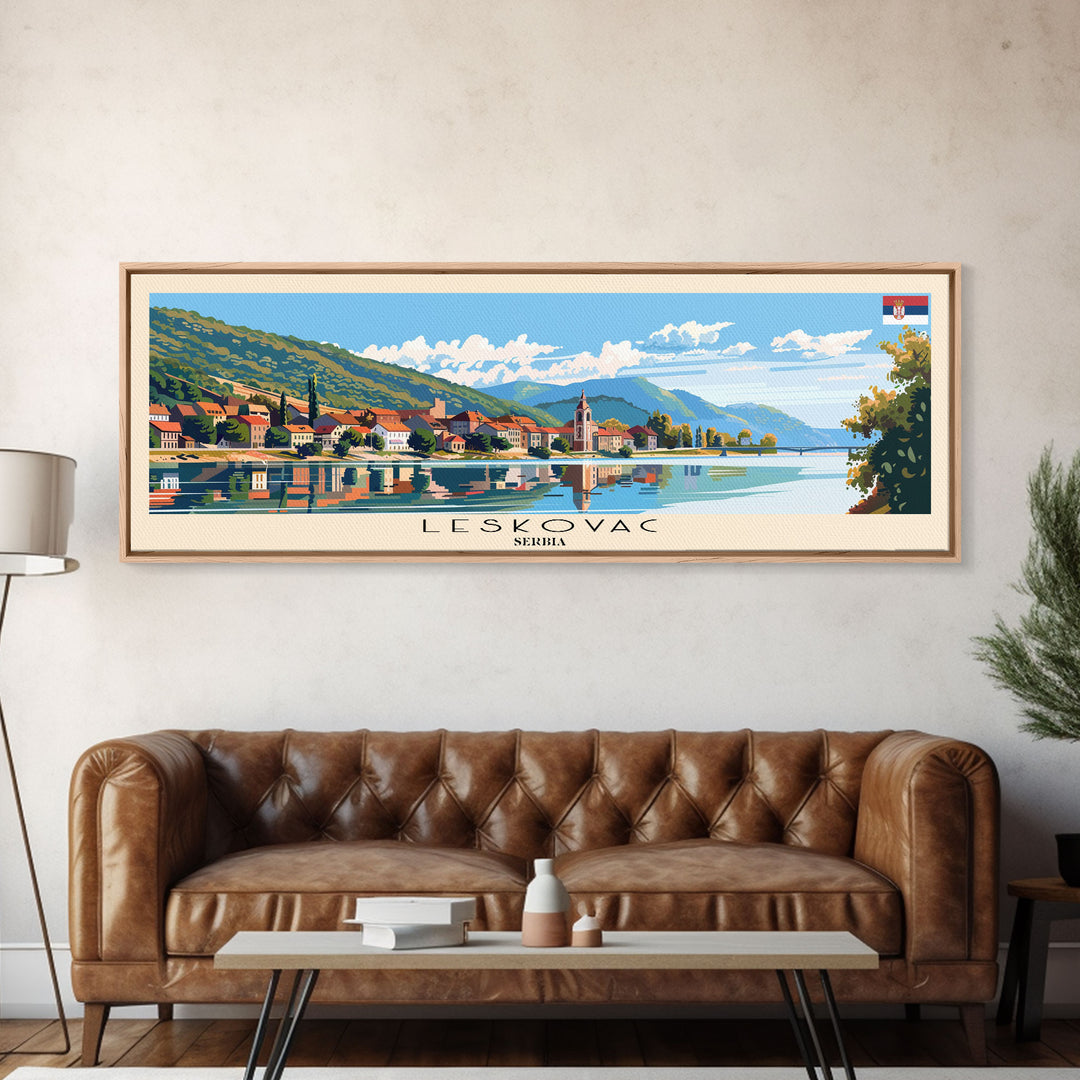 Leskovac Serbia Wall Art, Panoramic Travel Poster, Panoramic Framed Canvas Print, City Wall Art, Wall Hanging Home Decor, Travel Art