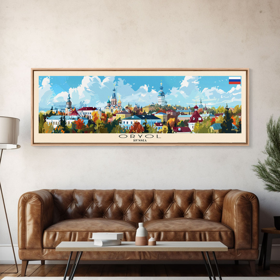 Oryol Russia Wall Art, Panoramic Travel Poster, Panoramic Framed Canvas Print, City Wall Art, Wall Hanging Home Decor, Travel Art