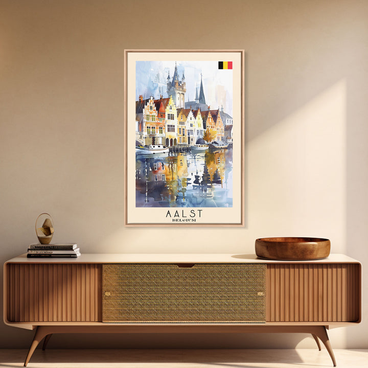 Colorful Aarhus Denmark Autumn Scene, Framed Canvas Print, Ideal for Living Room Art, Rustic Decor, Home Decoration