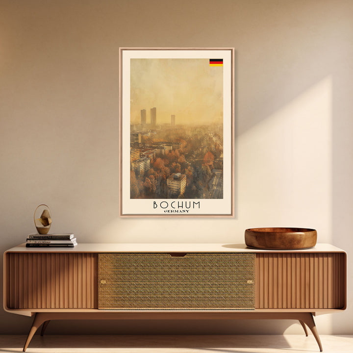 Bochum Germany Travel Poster Framed Canvas Print, Wall Art, Home Decor, Travel Print, Autumn Scene, Modern Art, Original Art