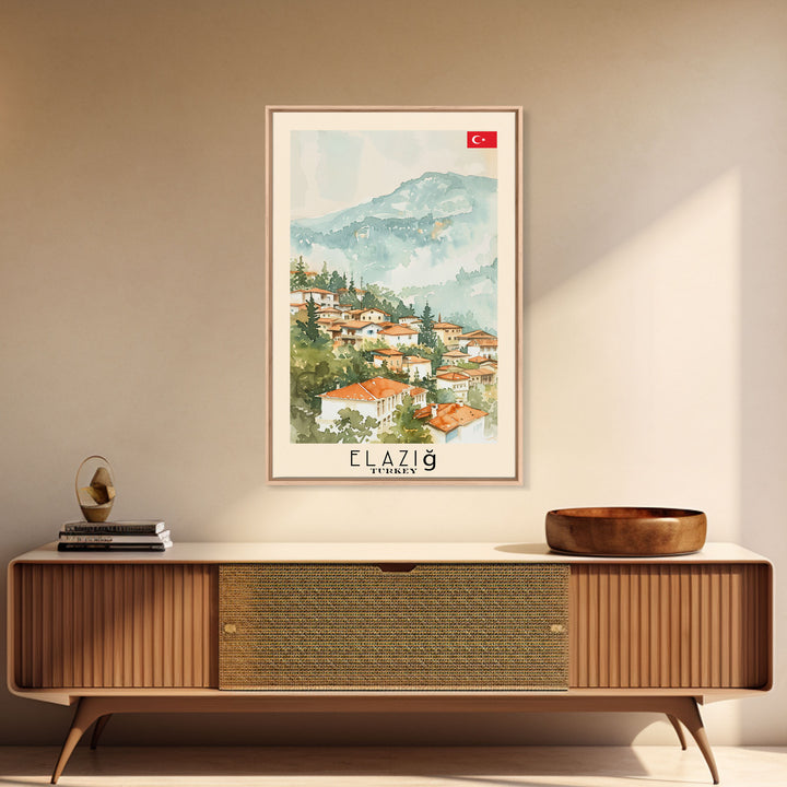 Serene Elazığ, Turkey Framed Canvas Print. Picturesque Wall Art for Living Room or Bedroom Decor, Beautiful Travel Poster.