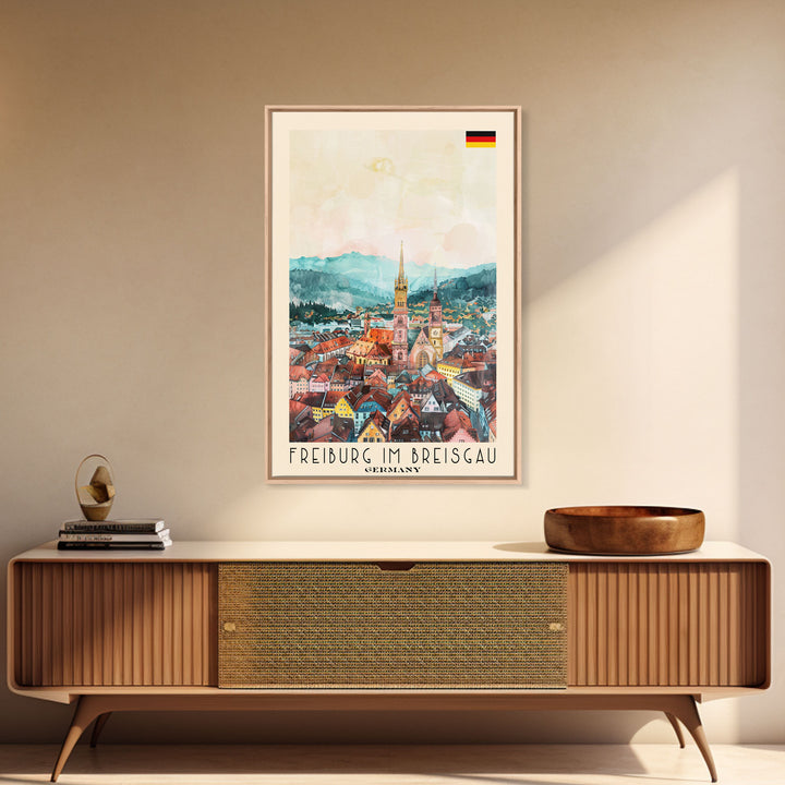 Freiburg, Germany Travel Poster Art, Framed Canvas Print for Living Room or Bedroom, Scenic Wall Art, Perfect Home Decoration