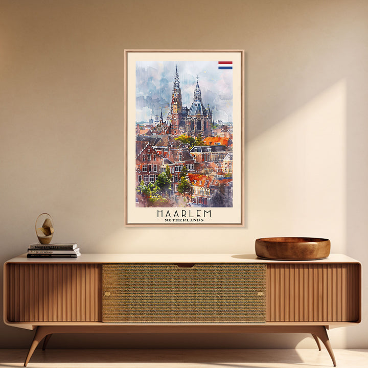 Haarlemmermeer Netherlands Water View Art, Framed Canvas Print, Bedroom Wall Art, Travel Poster, Home Decoration, Dutch Wall Art