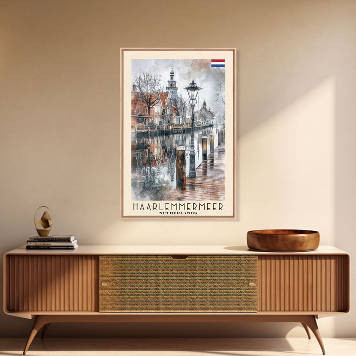 Haarlem Netherlands Historic City Art, Framed Canvas Print, Living Room Wall Art, Travel Poster, Home Decor, Dutch Wall Art