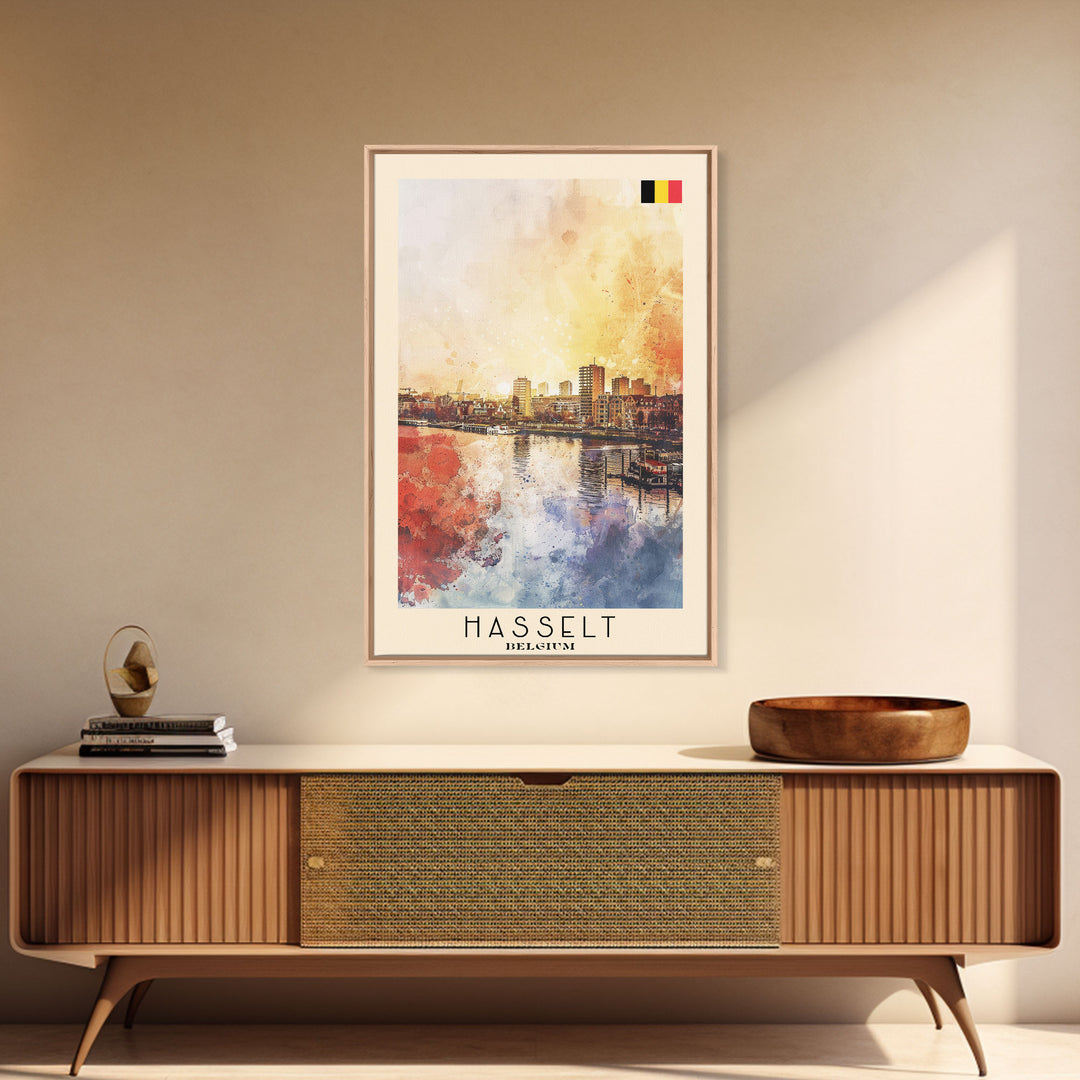 Hasselt Belgium Urban Cityscape Art, Framed Canvas Wall Art, Living Room Decor, Modern Home Decor, City Poster Art Print, Travel Poster Art