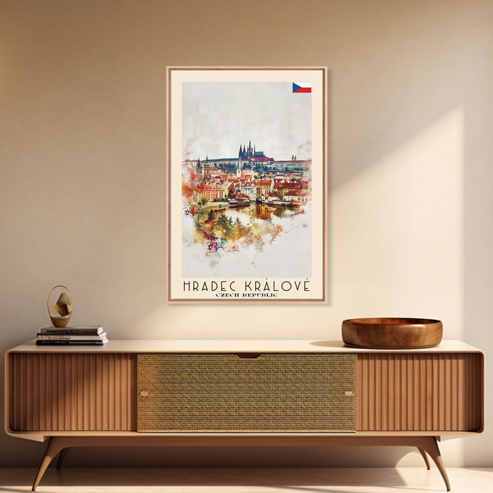 Hradec Krįlové Czech Republic Cityscape Art, Framed Canvas Wall Art, Home Decor, Living Room Decor, Historic Poster, Wall Art, Travel Poster Art