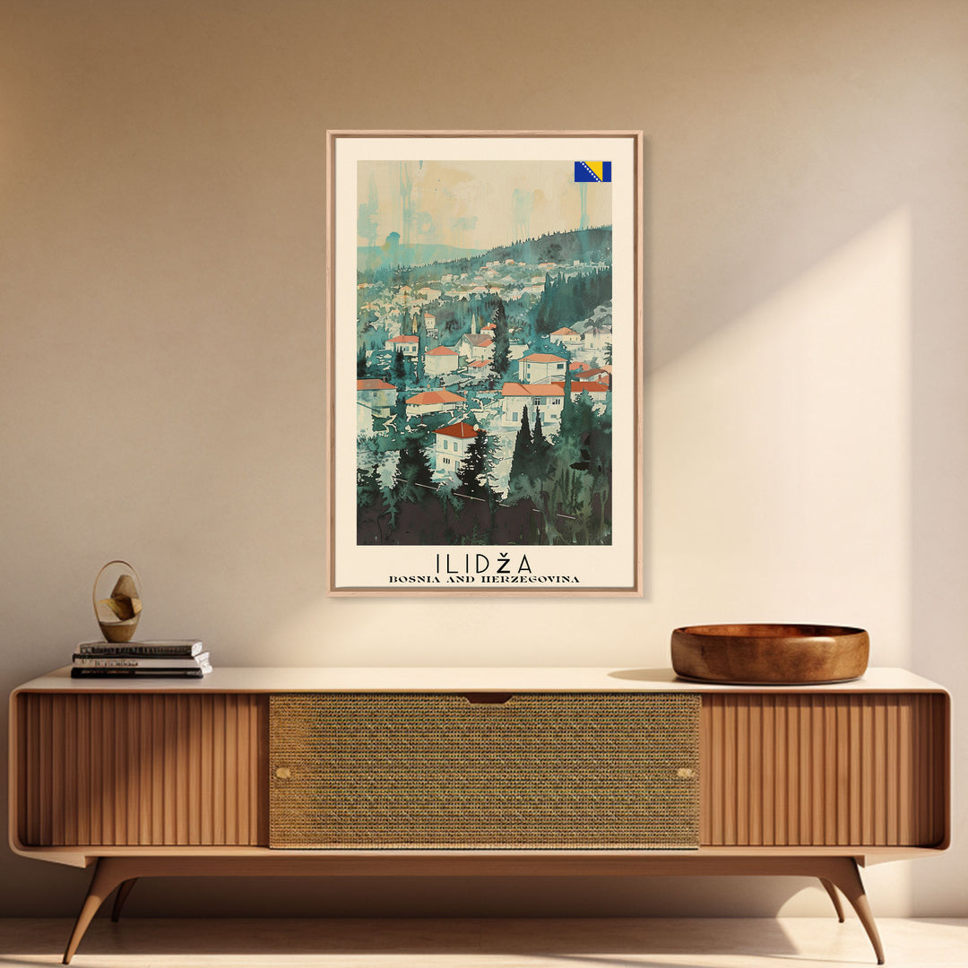 Ilidza Bosnia Scenic Mountain View Art Print, Beautiful Canvas Print for Nature Lovers, Travel Poster for Home Decor, Bosnian Landscape Wall Art