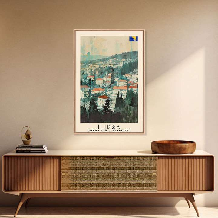Ilidza Bosnia Scenic Mountain View Art Print, Beautiful Canvas Print for Nature Lovers, Travel Poster for Home Decor, Bosnian Landscape Wall Art