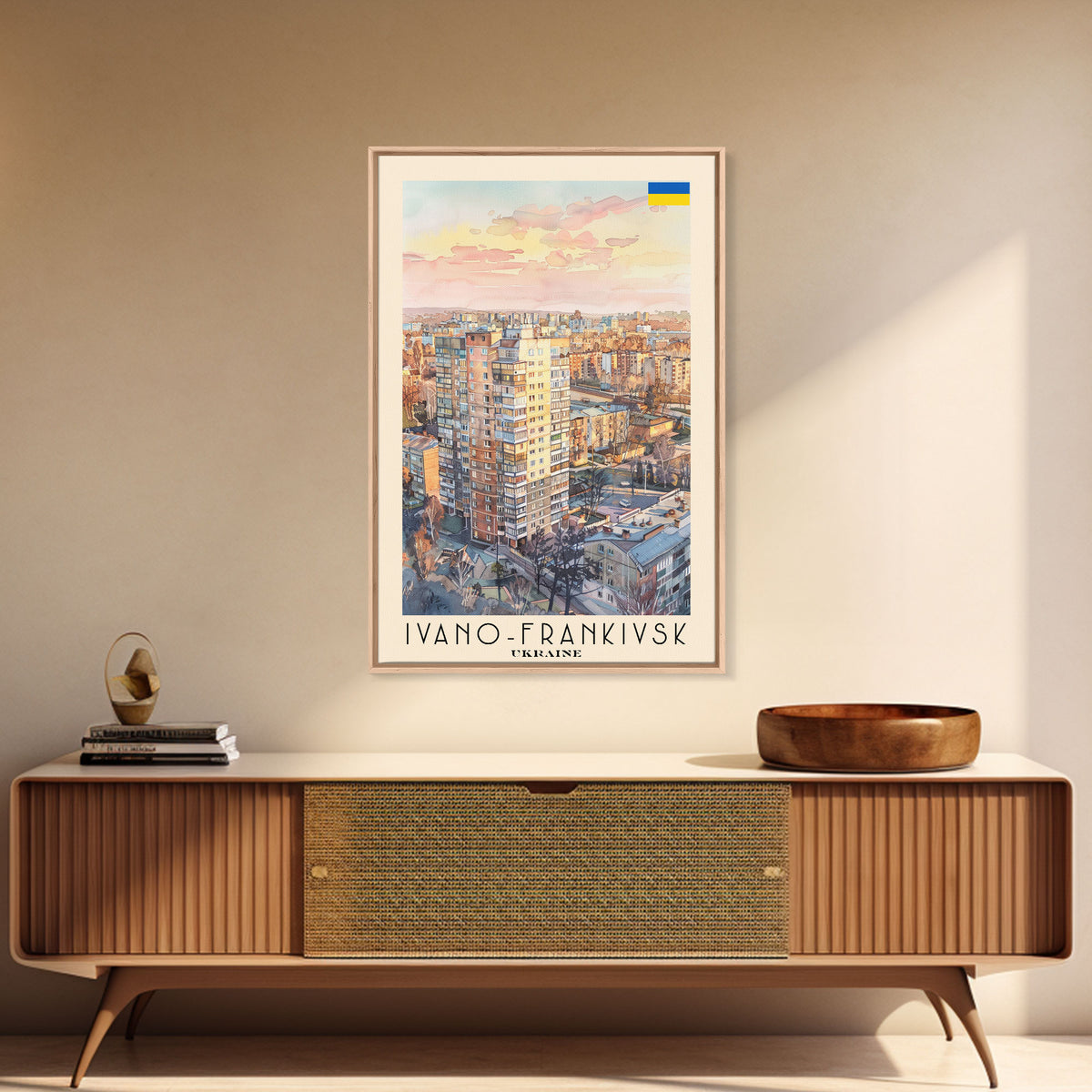 Ivano-Frankivsk Ukraine Cityscape Art Print, Sunset View Canvas Print for Home Decor, Travel Poster for Living Room Wall Art, Ukrainian Scene