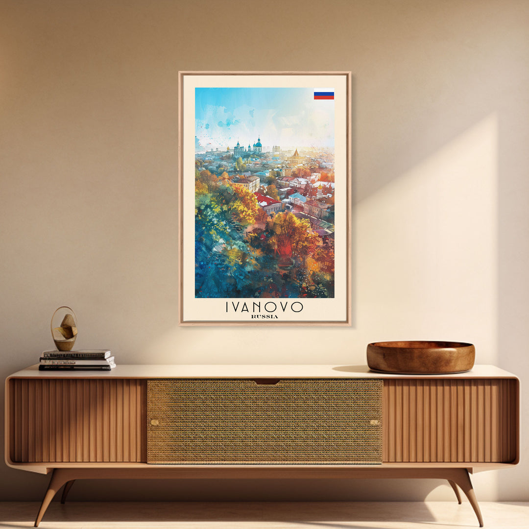 Ivanovo Russia Historic Town Art Print, Vibrant Canvas Print for Home Decor, Travel Poster for Living Room Wall Art, Russian Heritage View