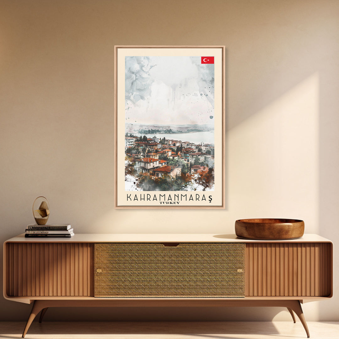 Kahramanmaras Turkey Historical View, Framed Canvas Print, Travel Poster, Cultural Wall Art, Bedroom Decor, Ancient Cityscape, Rich Home Decoration