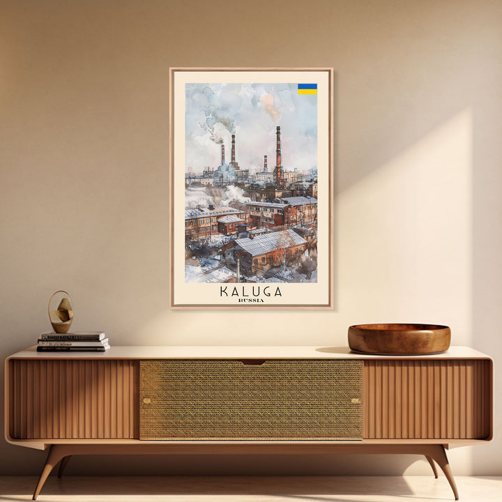 Kaluga Russia Cityscape View, Framed Canvas Print, Travel Poster, Wall Art, Urban Decor, Modern Home Decoration, Living Room Art, Russian City