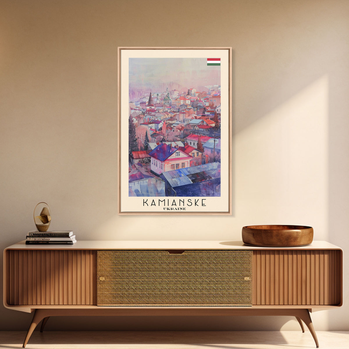Kamianske Ukraine Scenic View, Framed Canvas Print, Travel Poster, Wall Art, Living Room Decor, Cityscape Art, Modern Home Decoration, Ukrainian City