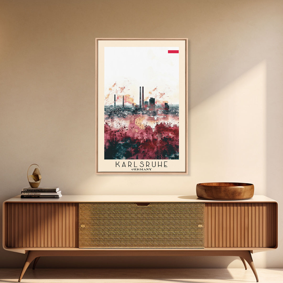 Karlsruhe Germany Urban Landscape, Framed Canvas Print, Travel Poster, Wall Art, Office Decor, Cityscape Art, Modern Home Decoration, German City