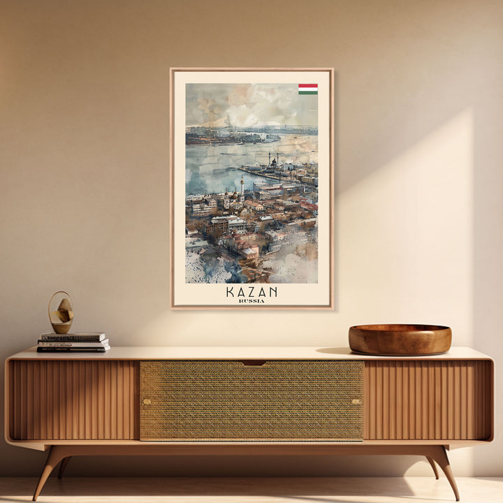 Kazan Russia Scenic View, Framed Canvas Print, Travel Poster, Wall Art, Living Room Decor, Cityscape Art, Modern Home Decoration, Russian City