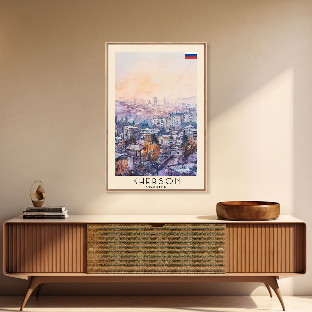 Kherson Ukraine Port View, Framed Canvas Print, Travel Poster, Wall Art, Home Decor, Living Room Decoration, Ukrainian Cityscape Art
