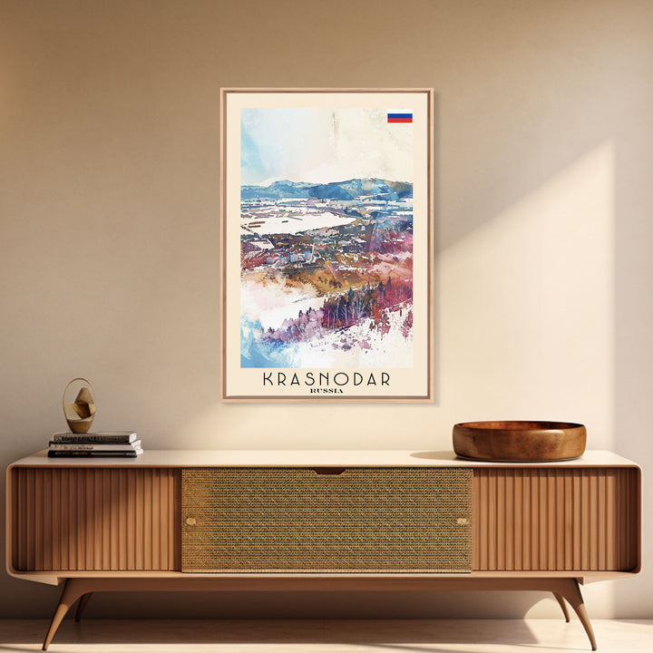 Krasnodar Russia Travel Poster Framed Canvas Print, Abstract Landscape Art, Wall Decor, Home Decoration, Travel Print, Artistic Gift