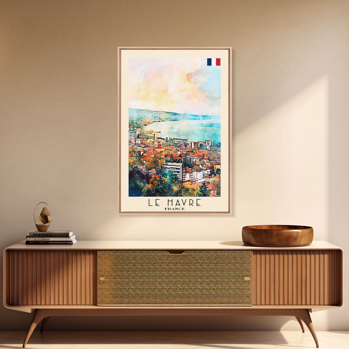 Lausanne Switzerland Travel Poster Framed Canvas Print, Scenic Landscape Art, Wall Decor, Home Decoration, Travel Print, Original Painting