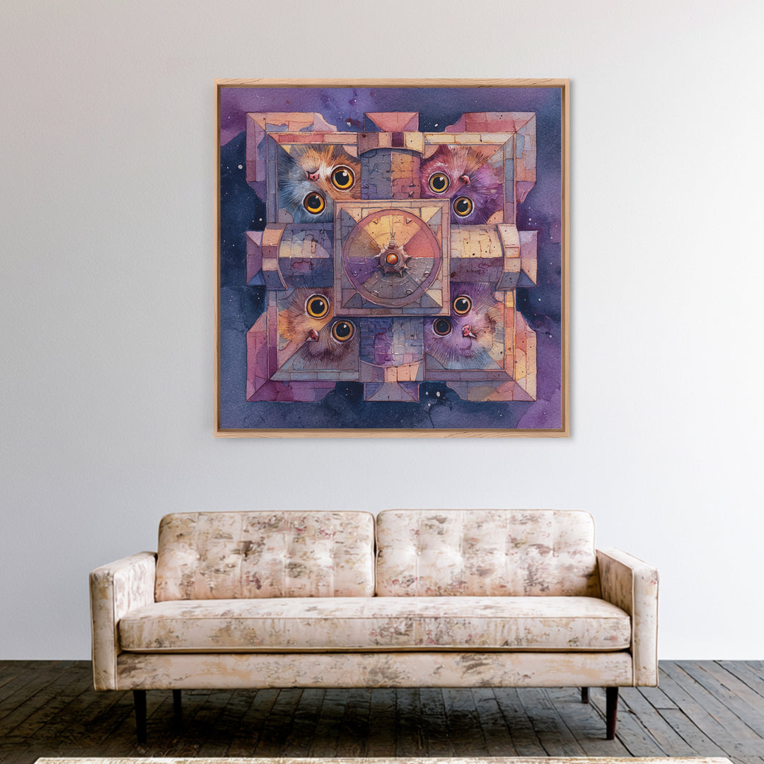 Dragon Soaring Above Jagged Mountain Peaks Framed Canvas Print, Fantasy Art, Acrylic Painting, Living Room Decor, Mythic, FAN-1x1-1