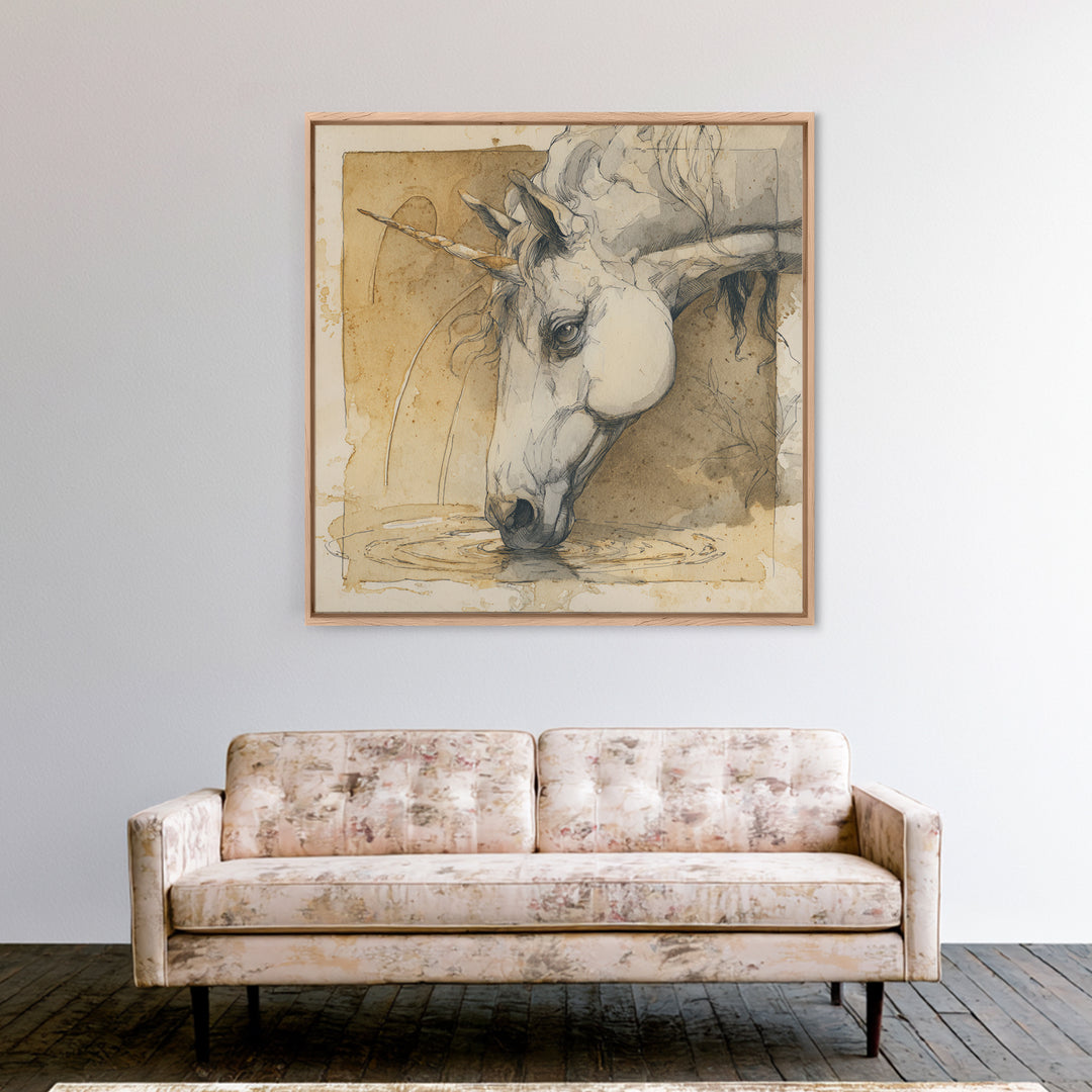 Griffin Perched on a Castle Wall Canvas Print, Fantasy Art, Fantasy Art Prints, Living Room Decor, Mythic, Modern Decor, FAN-1x1-10