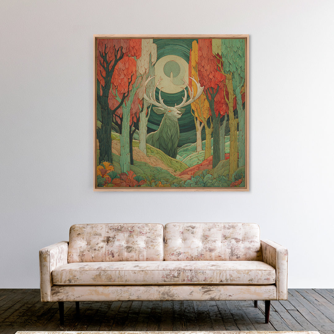 Faerie Market under Giant Mushrooms Canvas Print, Fantasy Art, Boho Wall Art, Living Room Decor, Oil Painting, Mythic, FAN-1x1-15