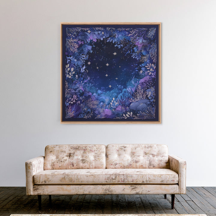 Celestial Dragon Wrapped Around a Moon Framed Canvas Print, Fantasy Art, Acrylic Painting, Living Room Decor, Fine Art, Mythic, FAN-1x1-38