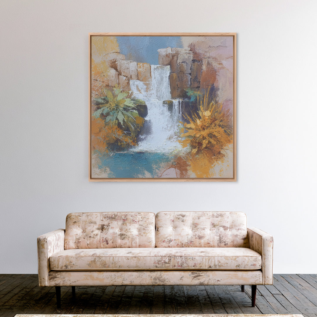 Dwarven Forge with Molten Gold Glow Framed Canvas Print, Fantasy Art, Final Fantasy Art, Living Room Decor, Abstract Art, FAN-1x1-66