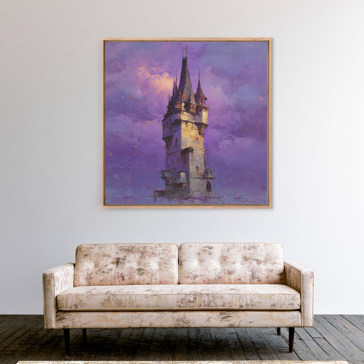 Armored Knight Facing a Glowing Portal Framed Canvas Print, Fantasy Art, Digital Print, Living Room Decor, Fine Art, Mythic, FAN-1x1-7