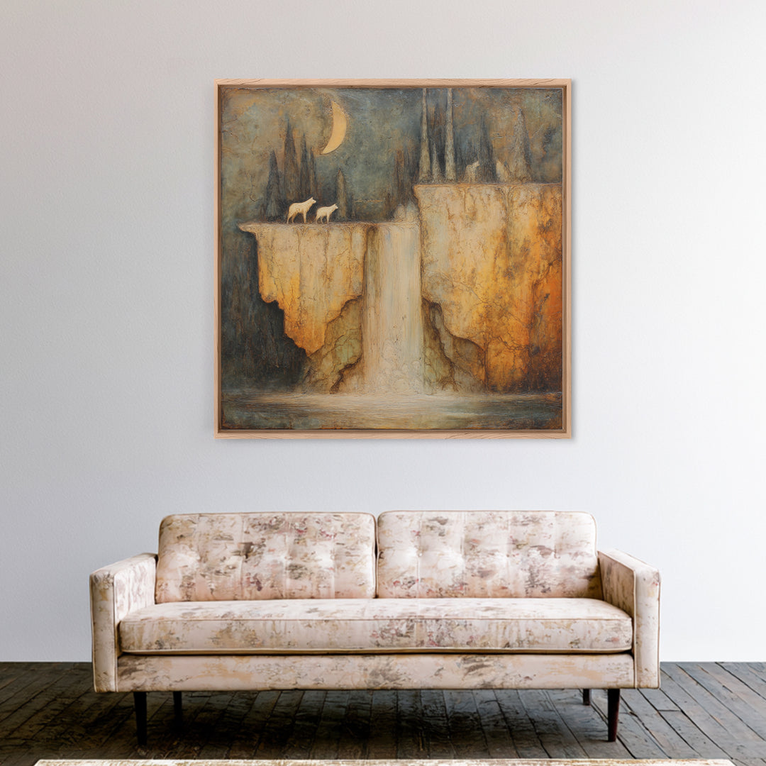 Dwarven Forge with Molten Gold Glow Canvas Print, Fantasy Art, Fantasy Home Decor, Living Room Decor, Fine Art, Mythic, FAN-1x1-90