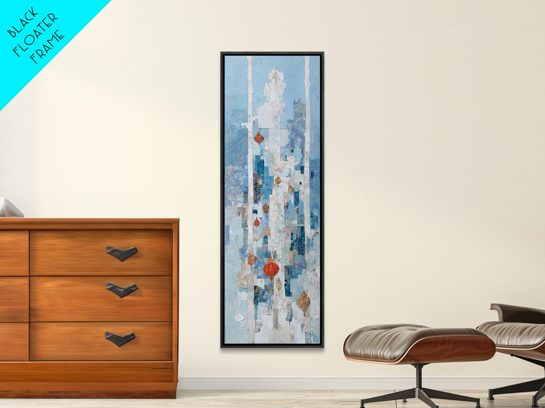 Crystal Cave with Luminous Blue Reflections Canvas Print, Fantasy Art, Acrylic Painting, Living Room Decor, Fine Art, Mythic, FAN-1x3-42