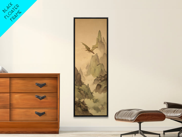 Griffin Perched on a Castle Wall Framed Canvas Print, Fantasy Art, Fantasy Home Decor, Living Room Decor, Fine Art, Mythic, FAN-1x3-70