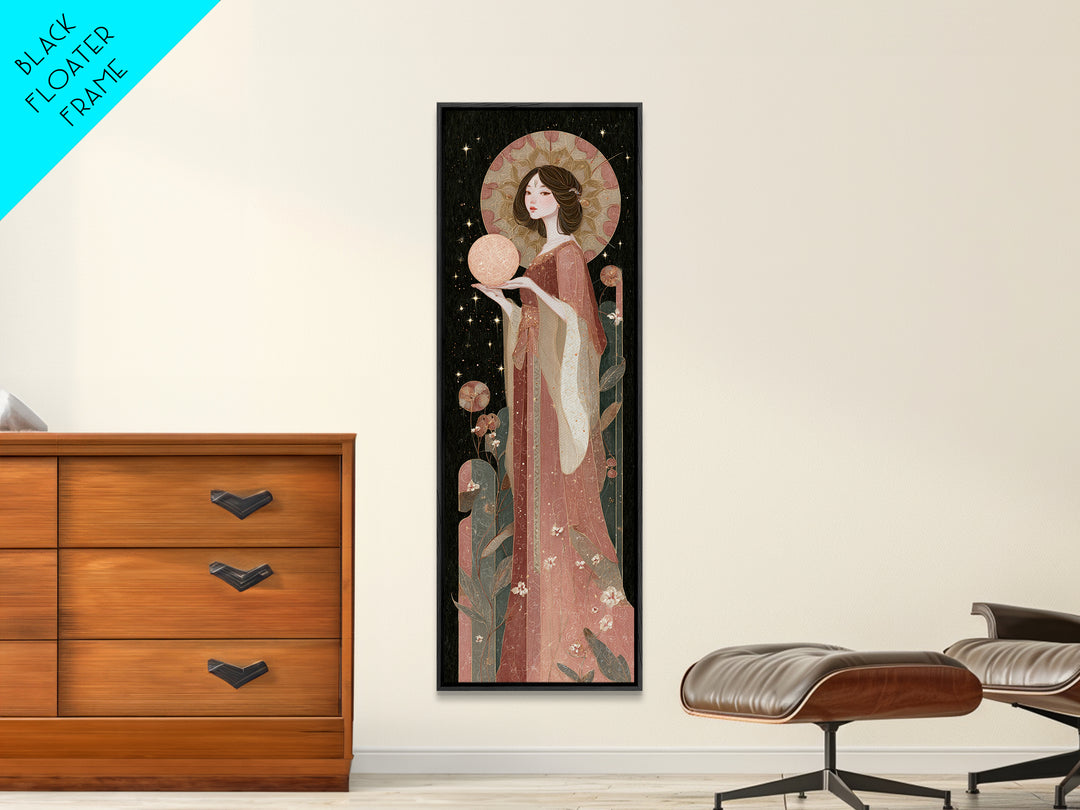 Celestial Dragon Wrapped Around a Moon Canvas Print, Fantasy Art, Statement Artwork, Living Room Decor, Fine Art, Mythic, FAN-1x3-98