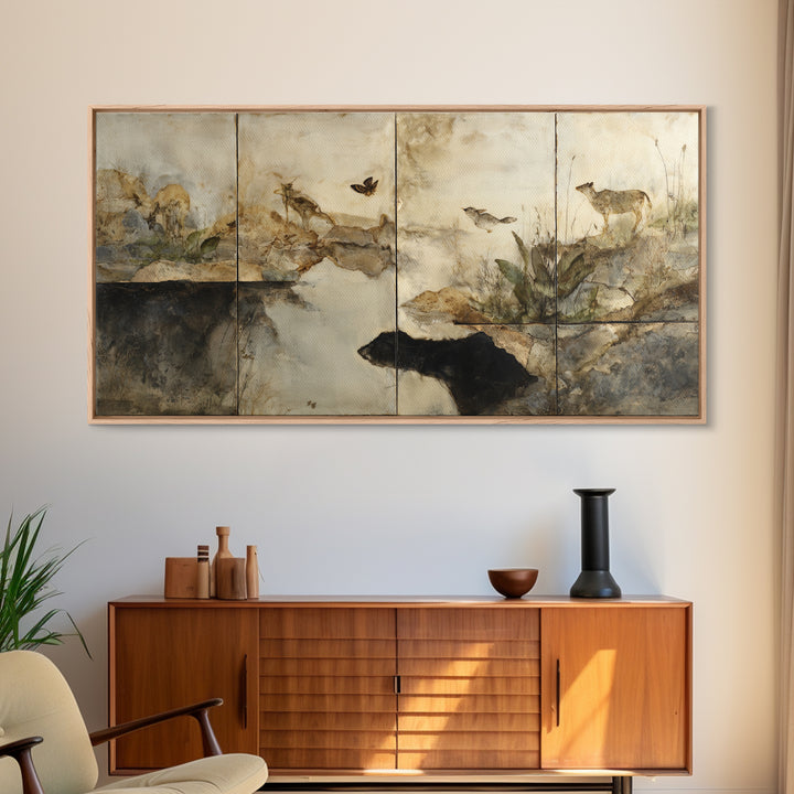 Celestial Dragon Wrapped Around a Moon Framed Canvas Print, Fantasy Art, Art Print, Living Room Decor, Fine Art, Mythic, FAN-2x1-10