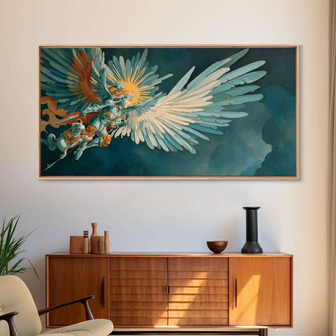 Sorceress Holding a Sphere of Starlight Framed Canvas Print, Fantasy Art, Minimalist Decor, Living Room Decor, Fine Art, Mythic, FAN-2x1-37