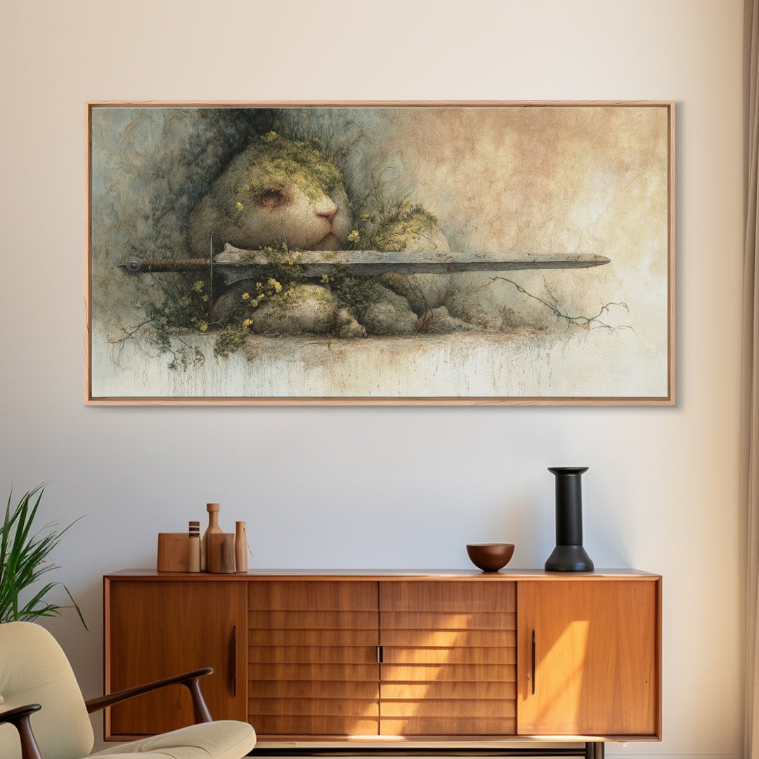 Mermaid Lagoon with Bioluminescent Water Canvas Print, Fantasy Art, Whimsical Art, Living Room Decor, Fine Art, Mythic, FAN-2x1-76