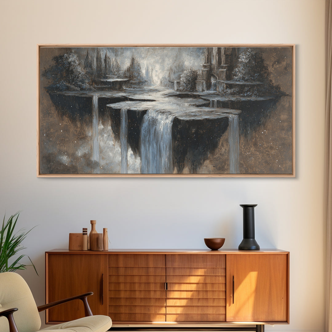 Dwarven Forge with Molten Gold Glow Framed Canvas Print, Fantasy Art, Home Decor, Living Room Decor, Fine Art, Mythic, FAN-2x1-86
