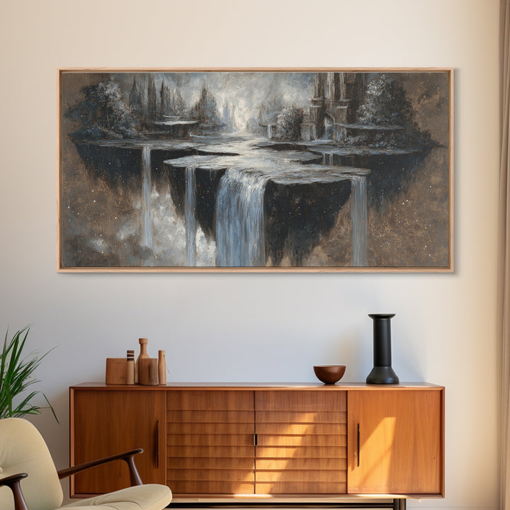 Dwarven Forge with Molten Gold Glow Framed Canvas Print, Fantasy Art, Home Decor, Living Room Decor, Fine Art, Mythic, FAN-2x1-86