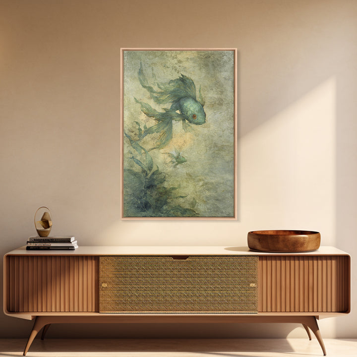 Phoenix Rising in Gold and Crimson Flames Canvas Print, Fantasy Art, Art Nouveau, Living Room Decor, Fine Art, Mythic, FAN-2x3-61