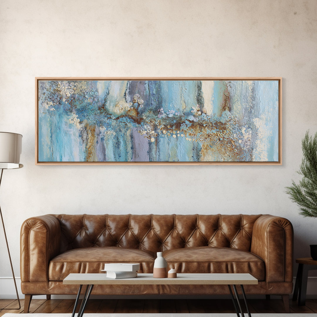 Mythic Waterfall Guarded by White Wolves Canvas Print, Fantasy Art, Living Room Decor, Fine Art, Mythic, Neutral Decor, FAN-3x1-16