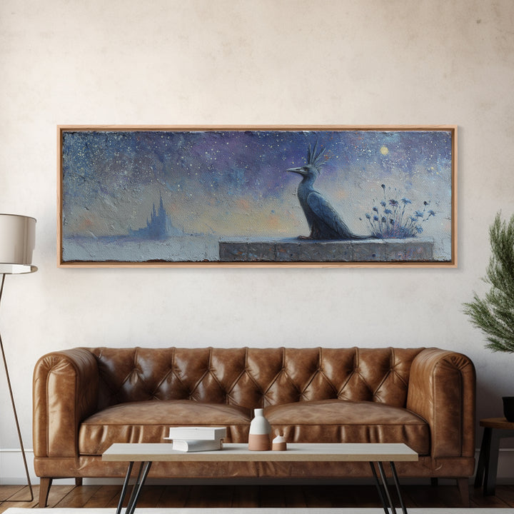 Armored Knight Facing a Glowing Portal Framed Canvas Print, Fantasy Art, Wall Decor, Living Room Decor, Oil Painting, Mythic, FAN-3x1-47