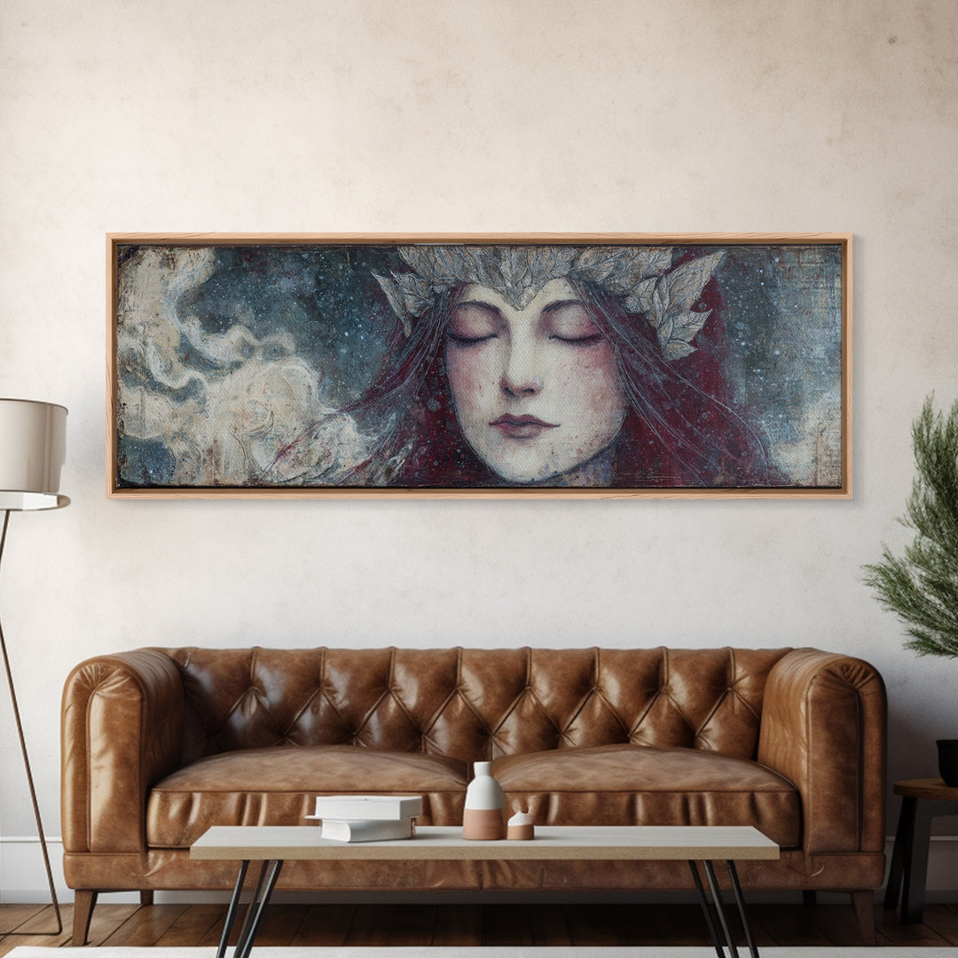 Angelic Warrior with Radiant Wings Framed Canvas Print, Fantasy Art, Room Decor, Living Room Decor, Fine Art, Mythic, FAN-3x1-63