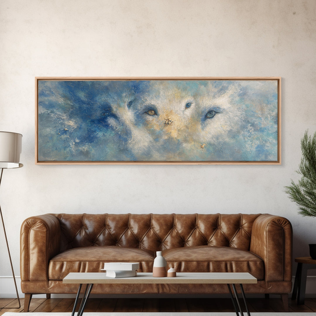 Forest Spirit with Antlers and Glowing Eyes Canvas Print, Fantasy Art, Home Decor, Living Room Decor, Oil Painting, Mythic, FAN-3x1-76