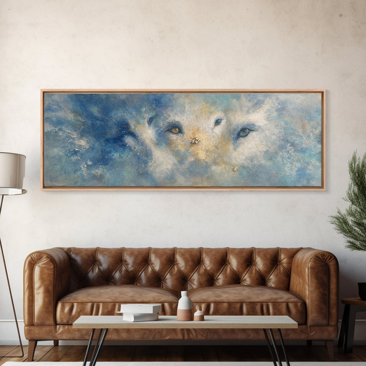 Forest Spirit with Antlers and Glowing Eyes Canvas Print, Fantasy Art, Home Decor, Living Room Decor, Oil Painting, Mythic, FAN-3x1-76