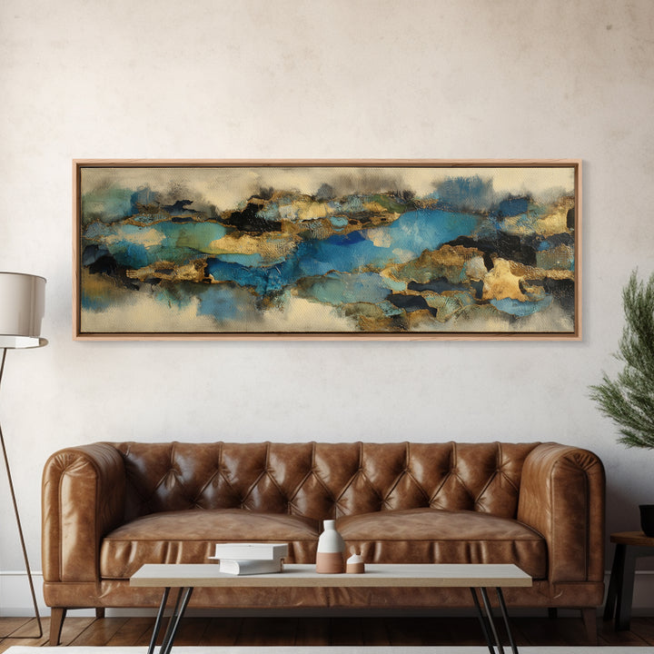 Dwarven Forge with Molten Gold Glow Framed Canvas Print, Fantasy Art, Boho Wall Art, Living Room Decor, Fine Art, Mythic, FAN-3x1-82
