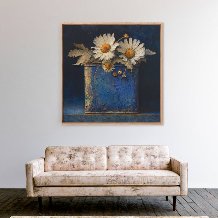 Weathered Horseshoe and Wildflowers Framed Canvas Print, Farmhouse Art, Gallery Wall, Farmhouse Decor, Oil Painting, Harvest, FAR-1x1-21