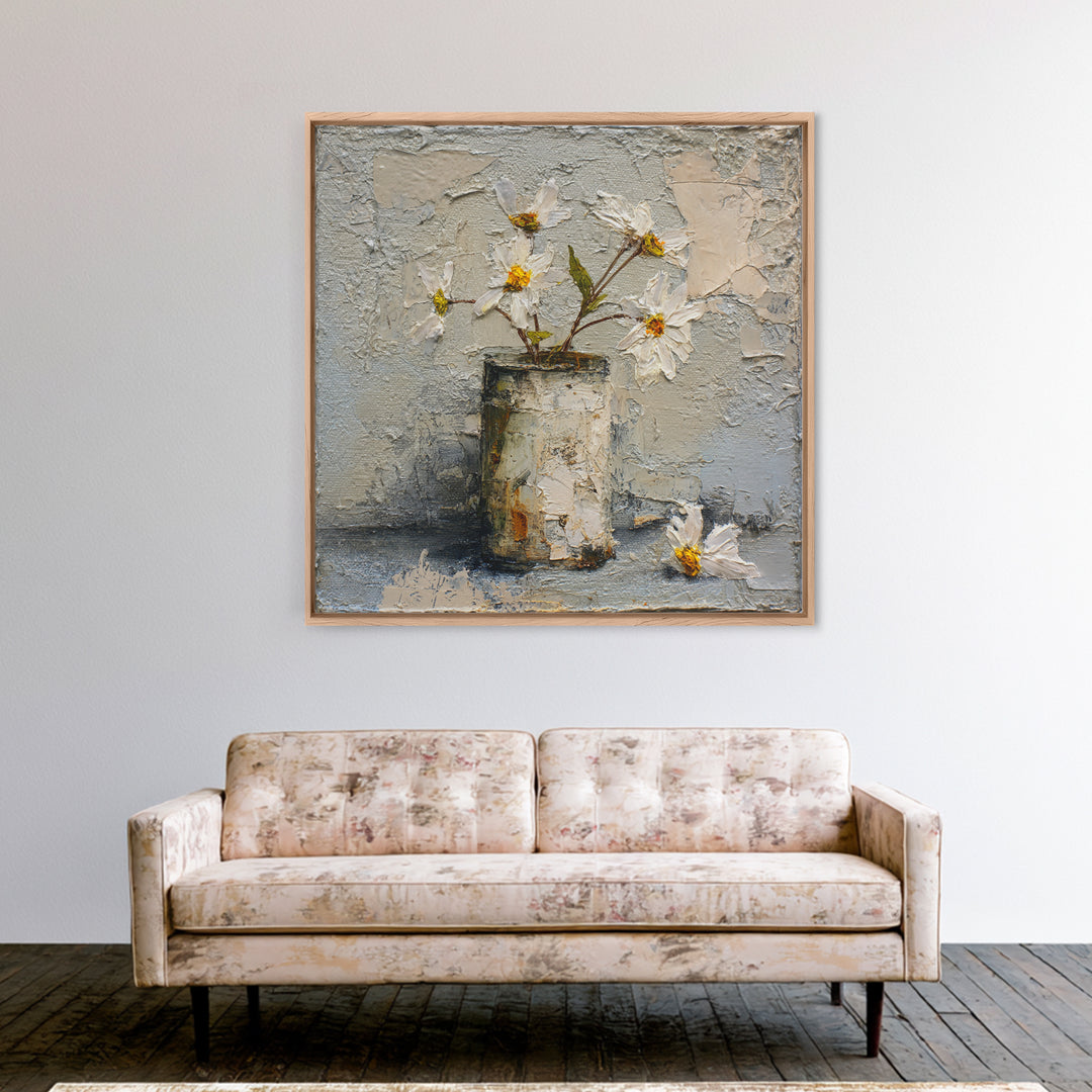 Sunflowers in a Galvanized Metal Bucket Canvas Print, Farmhouse Art, Digital Wall Art, Farmhouse Decor, Fine Art, Harvest, FAR-1x1-3